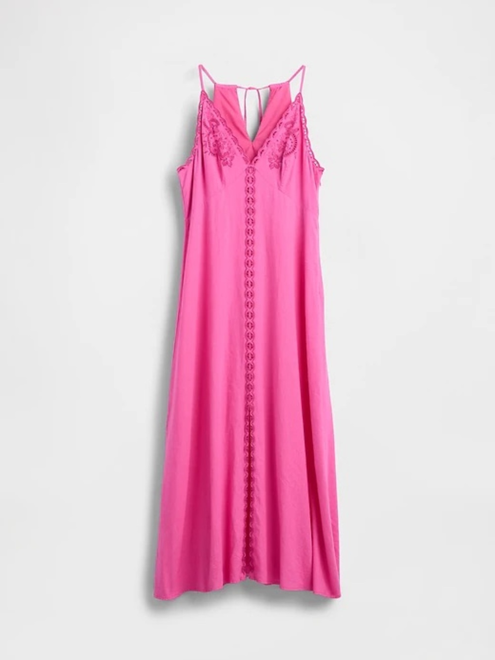 GAP Linen-Blend Embroidered Halter Maxi Dress